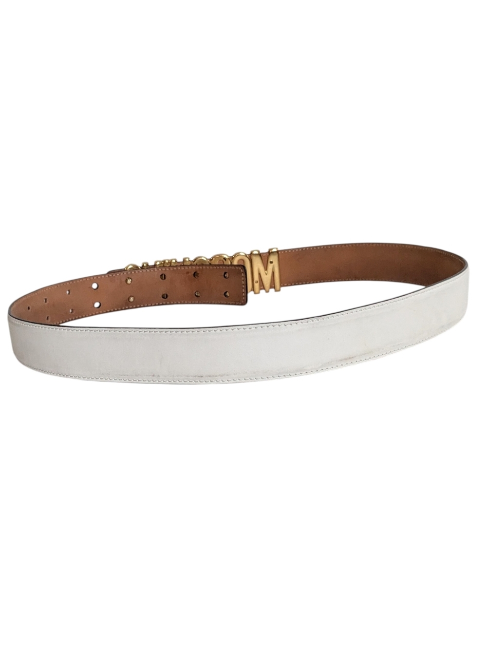 Moschino White Leather Logo Belt - Picture 3 of 11